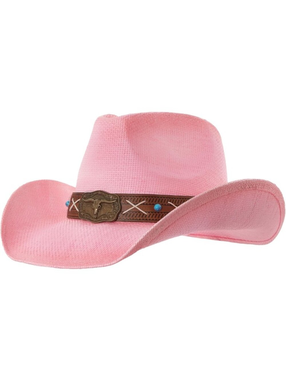 Men's Pink Pull-On Style Classic Straw Western Cowgirl Cowboy Hat